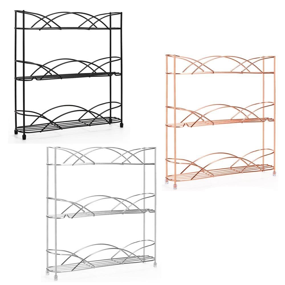 image-Spice Rack 3 Tiers - Kitchen Shelf Organiser for Jars Bottles Space Saving Storage