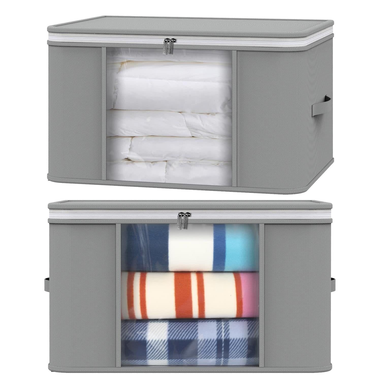 image-2pcs Clothes Storage Bags Organiser Big Capacity Wardrobe Duvet Underbed Storage Moisture-Proof Big Clear Windows