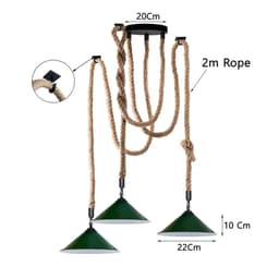 image-Industrial Pendant Light Retro Vintage Chandelier Hemp Rope Ceiling spider