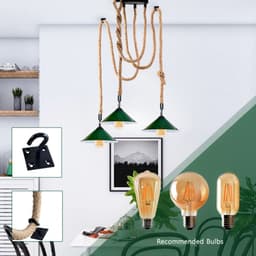 image-Industrial Pendant Light Retro Vintage Chandelier Hemp Rope Ceiling spider