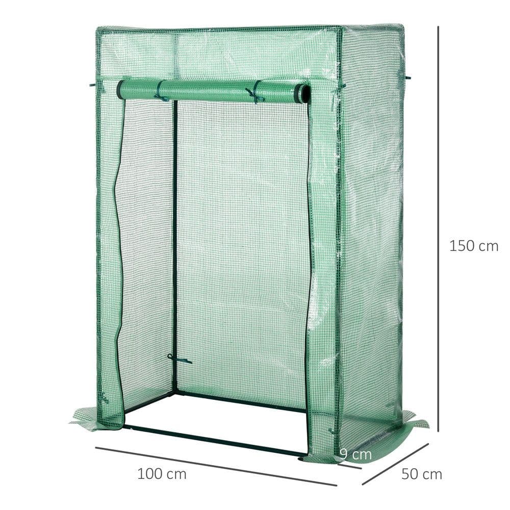 image-100 x 50 x 150cm Greenhouse Steel Frame PE Cover with Roll-up Door Outdoor