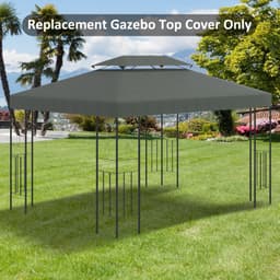 image-3x4m Gazebo Replacement Roof Canopy 2 Tier Top UV Cover Patio Deep Grey