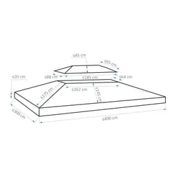 image-3x4m Gazebo Replacement Roof Canopy 2 Tier Top UV Cover Patio Deep Grey