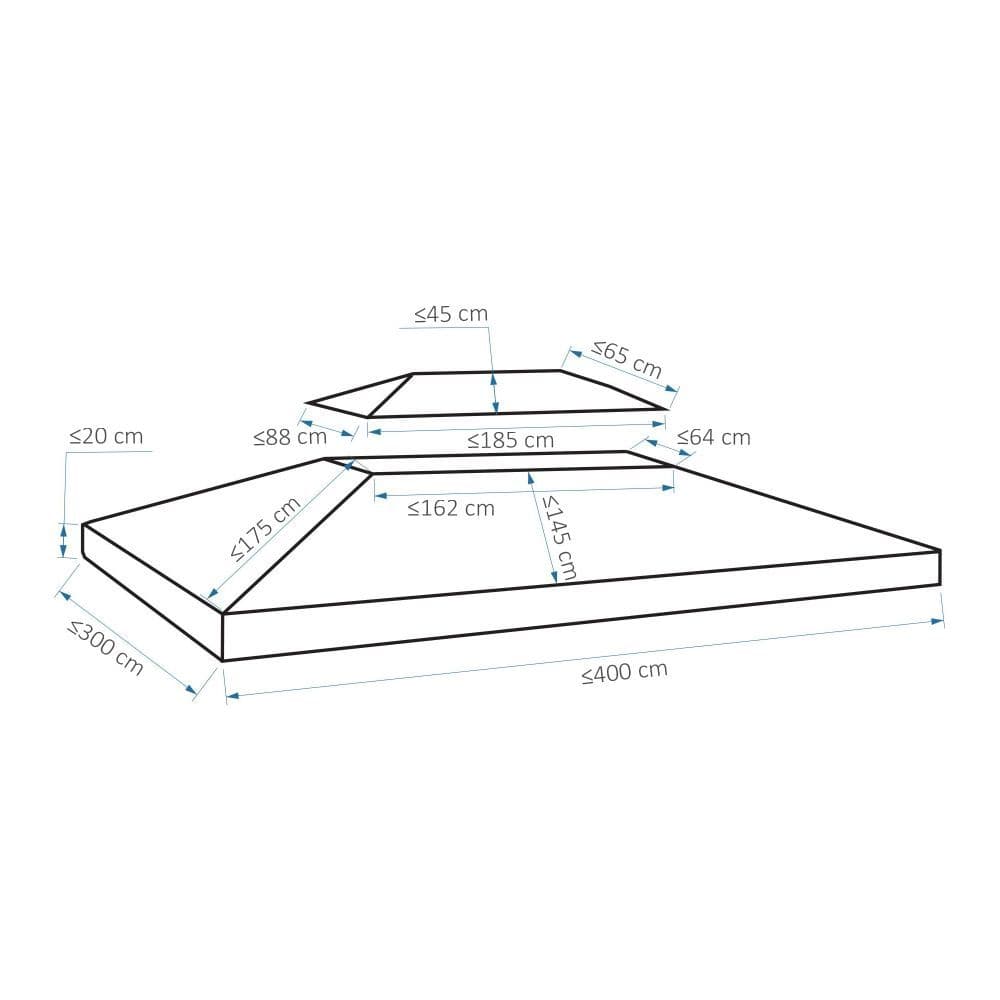image-3x4m Gazebo Replacement Roof Canopy 2 Tier Top UV Cover Patio Deep Grey