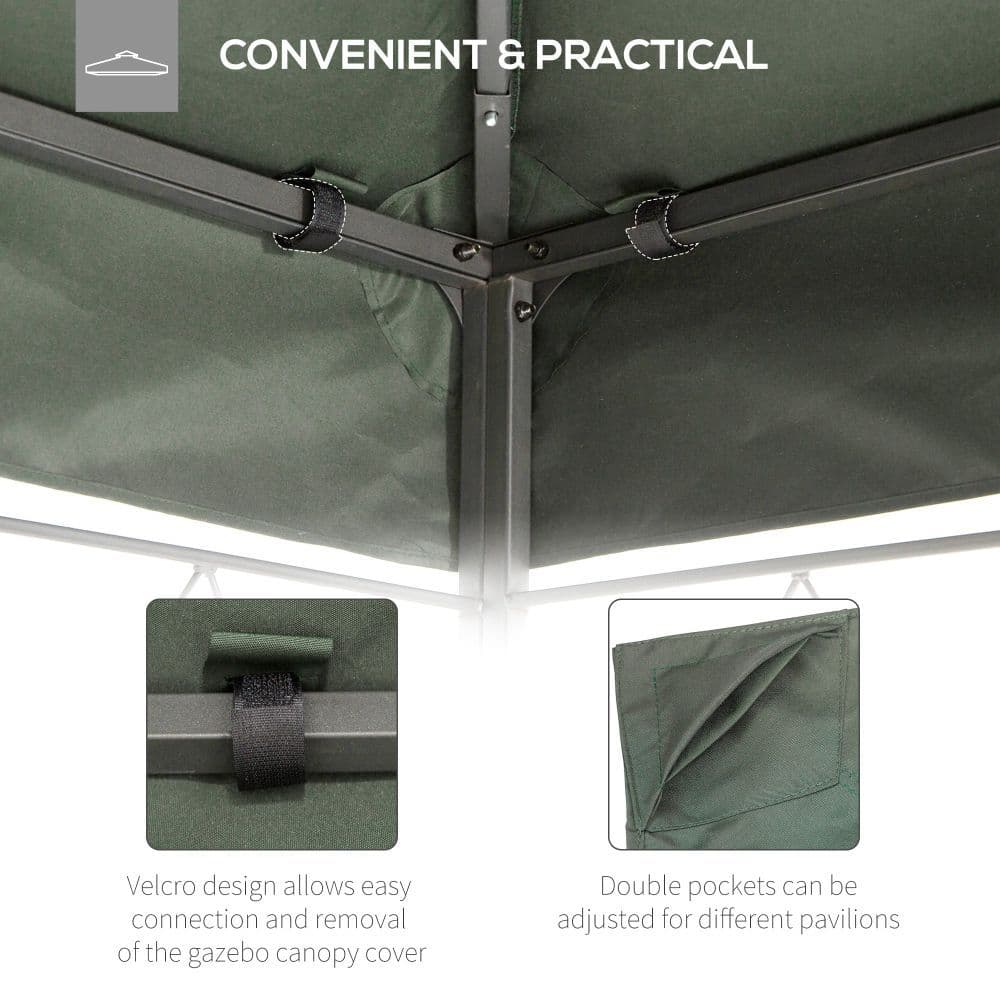 image-3x4m Gazebo Replacement Roof Canopy 2 Tier Top UV Cover Patio Deep Grey
