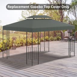 image-3x4m Gazebo Replacement Roof Canopy 2 Tier Top UV Cover Patio Deep Grey