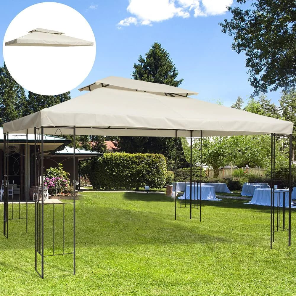 image-3x4 m 2-Tier Waterproof Gazebo Replacement Top-Cream-White