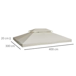 image-3x4 m 2-Tier Waterproof Gazebo Replacement Top-Cream-White