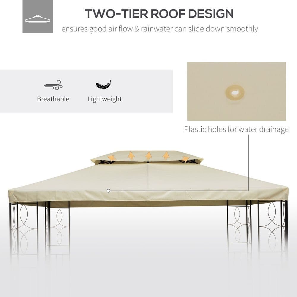 image-3x4 m 2-Tier Waterproof Gazebo Replacement Top-Cream-White