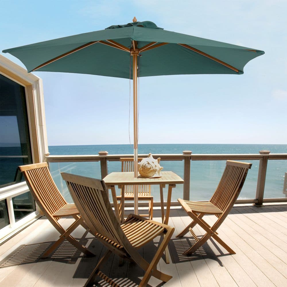 image-2.5m Wooden Garden Patio Parasol Umbrella-Dark Green