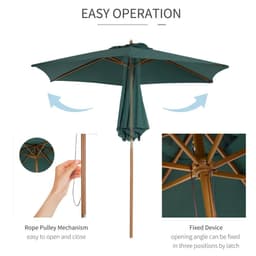 image-2.5m Wooden Garden Patio Parasol Umbrella-Dark Green