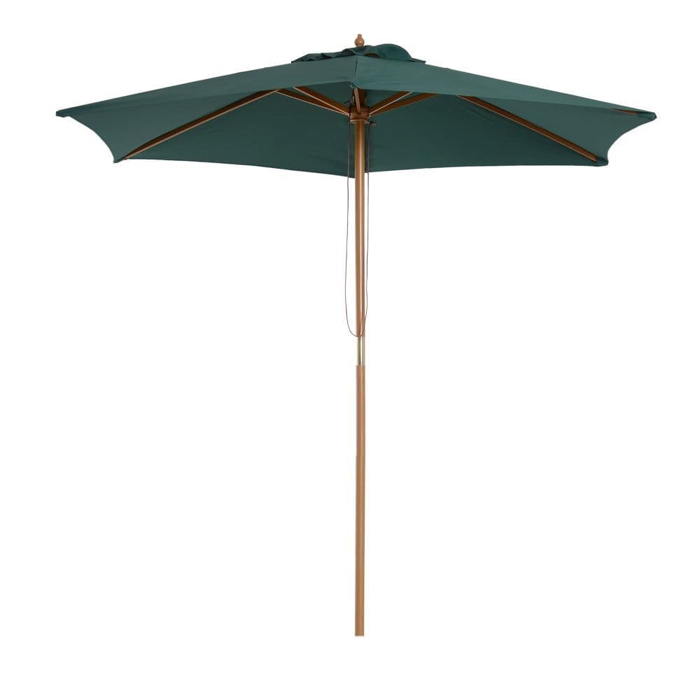 image-2.5m Wooden Garden Patio Parasol Umbrella-Dark Green