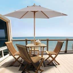 image-2.5m Wood Garden Parasol Sun Shade Patio Outdoor Wooden Umbrella Canopy Grey