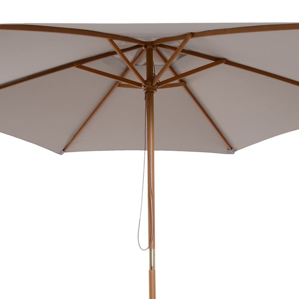 image-2.5m Wood Garden Parasol Sun Shade Patio Outdoor Wooden Umbrella Canopy Grey