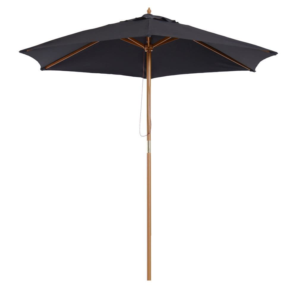 image-2.5m Wood Garden Parasol Sun Shade Patio Outdoor Wooden Umbrella