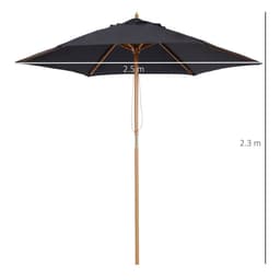 image-2.5m Wood Garden Parasol Sun Shade Patio Outdoor Wooden Umbrella