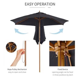 image-2.5m Wood Garden Parasol Sun Shade Patio Outdoor Wooden Umbrella