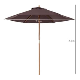 image-Outsunny 2.5m Wood Garden Parasol Sun Shade Patio Outdoor Wooden Umbrella Canopy