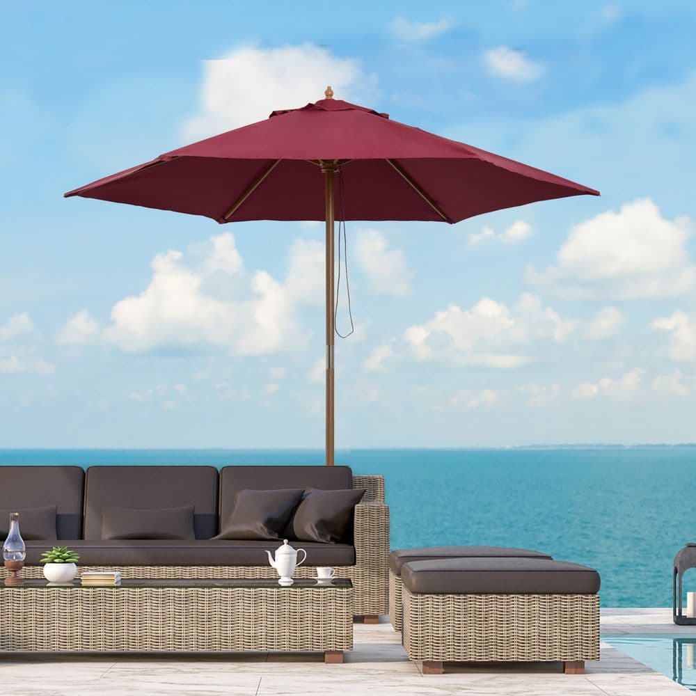 image-2.5m Wooden Garden Patio Parasol Umbrella