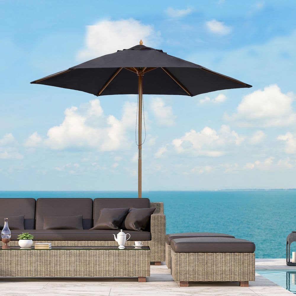 image-2.5m Wooden Garden Patio Parasol Umbrella