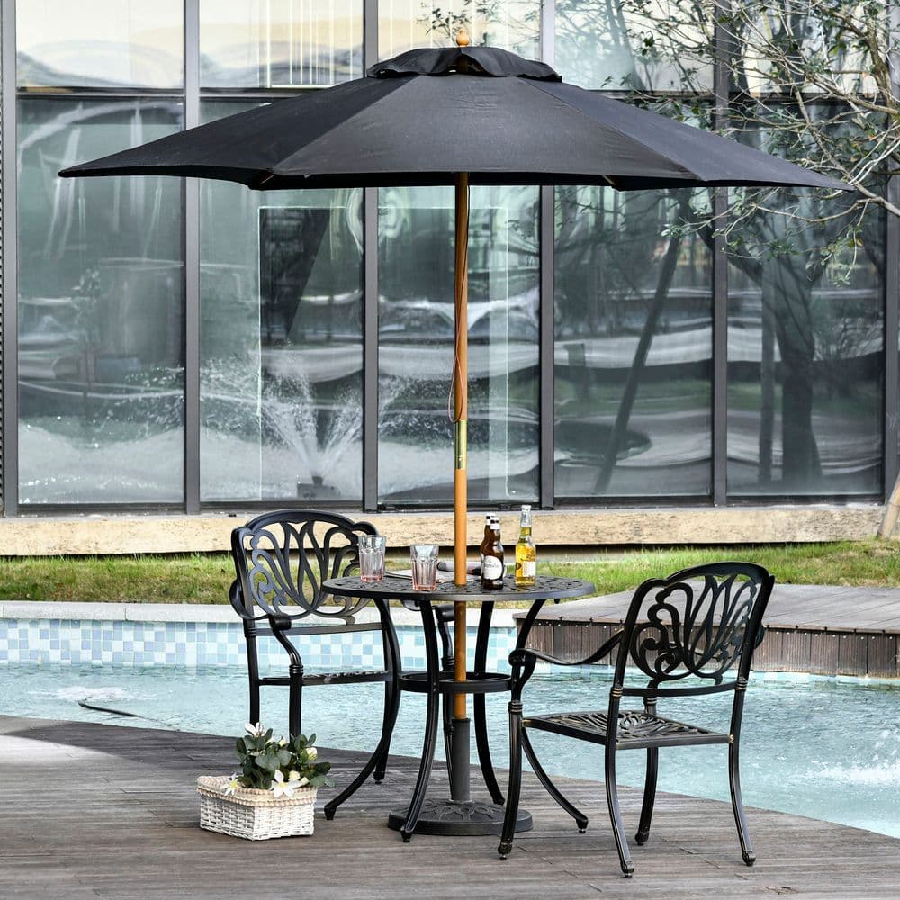 image-2.5m Wooden Garden Patio Parasol Umbrella