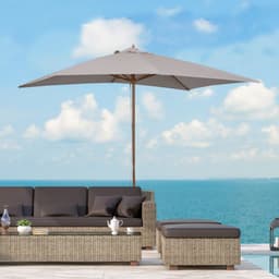 image-2 x 3m Wood Square Parasol Sun Shade Garden Outdoor Umbrella Canopy Light Grey