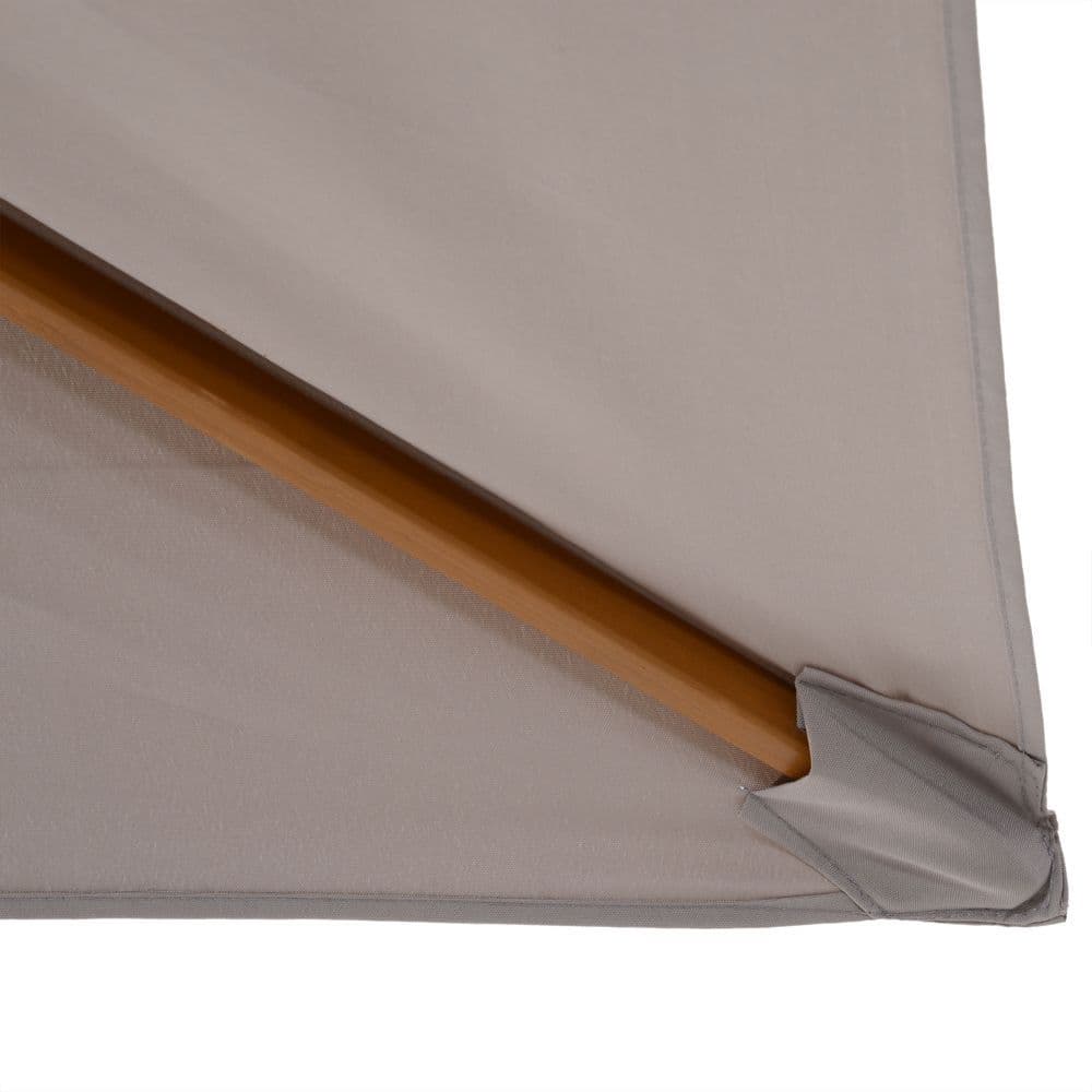 image-2 x 3m Wood Square Parasol Sun Shade Garden Outdoor Umbrella Canopy Light Grey