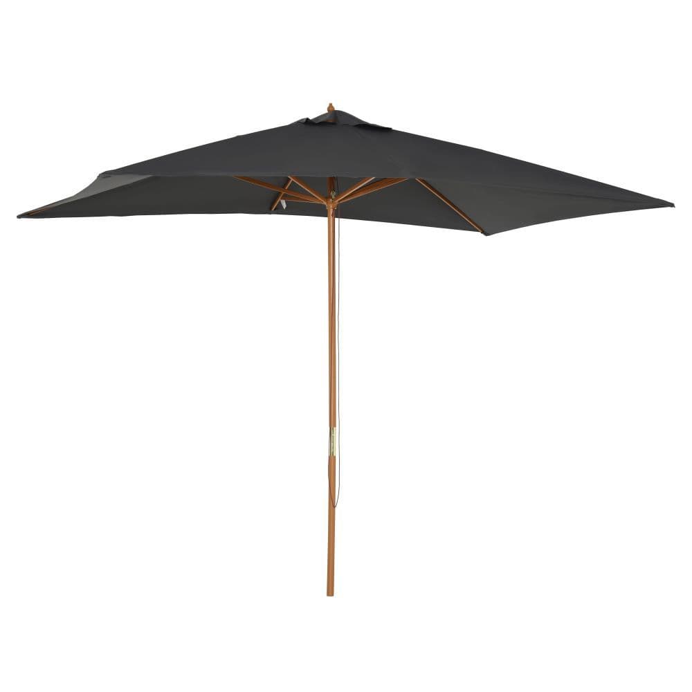 image-2x3x2.5m Wood Square Parasol Sun Shade Garden Outdoor Umbrella Canopy Teak