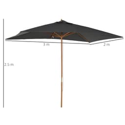 image-2x3x2.5m Wood Square Parasol Sun Shade Garden Outdoor Umbrella Canopy Teak