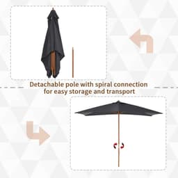 image-2x3x2.5m Wood Square Parasol Sun Shade Garden Outdoor Umbrella Canopy Teak