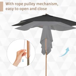 image-2x3x2.5m Wood Square Parasol Sun Shade Garden Outdoor Umbrella Canopy Teak