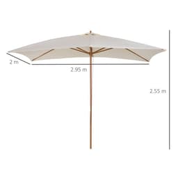 image-3x2m Wooden Patio Parasol Umbrella-Cream