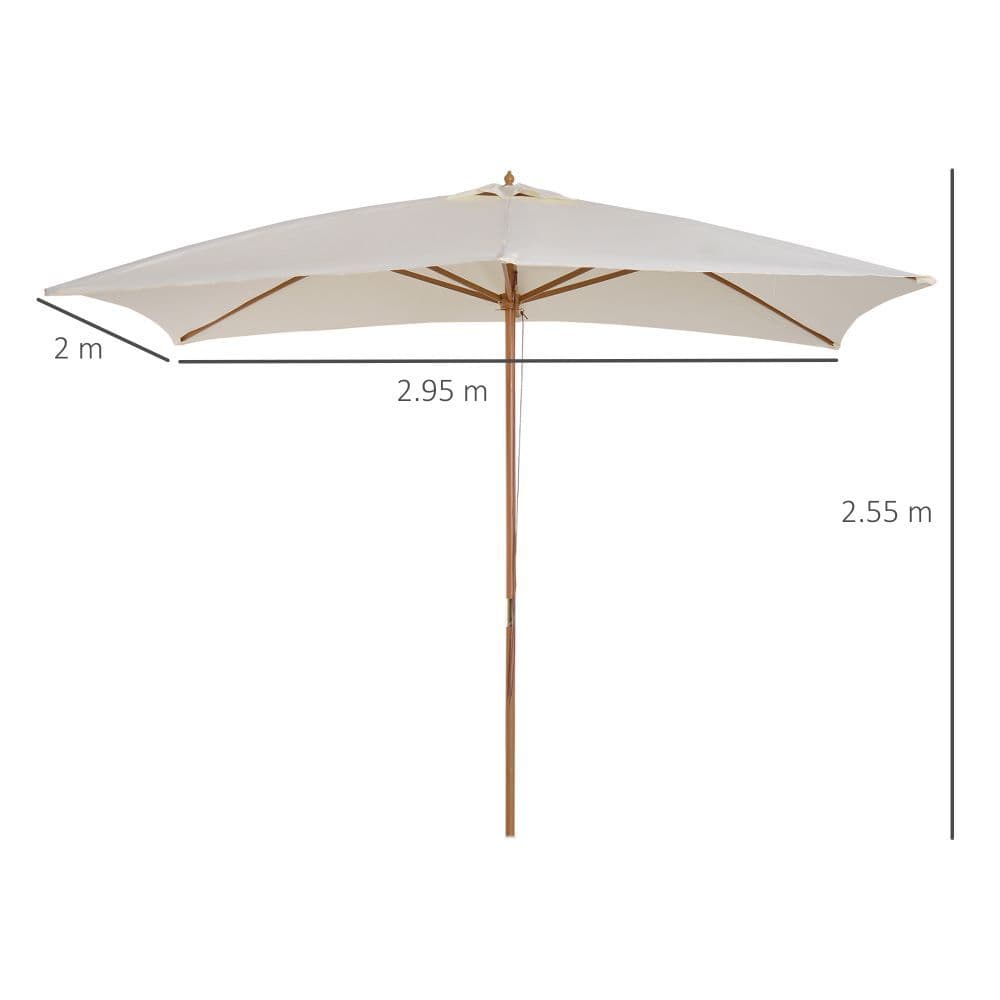 image-3x2m Wooden Patio Parasol Umbrella-Cream