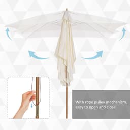 image-3x2m Wooden Patio Parasol Umbrella-Cream