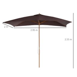 image-Wooden Garden Parasol Umbrella Coffee 3m x 2m