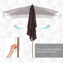 image-Wooden Garden Parasol Umbrella Coffee 3m x 2m