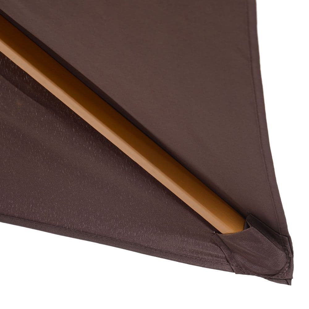 image-Wooden Garden Parasol Umbrella Coffee 3m x 2m