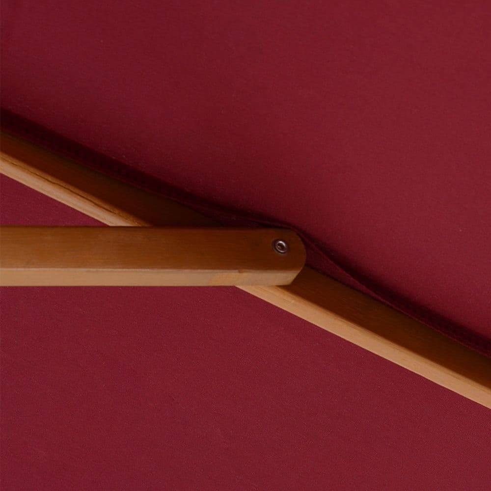 image-3mx2m Wood Square Parasol Sun Shade Garden Outdoor Umbrella Canopy Wine Red