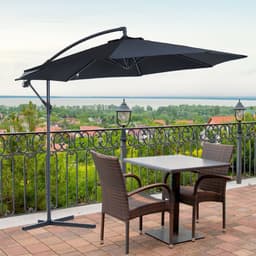 image-3mt Garden Parasol Sun Shade Patio Banana Hanging Rattan Set