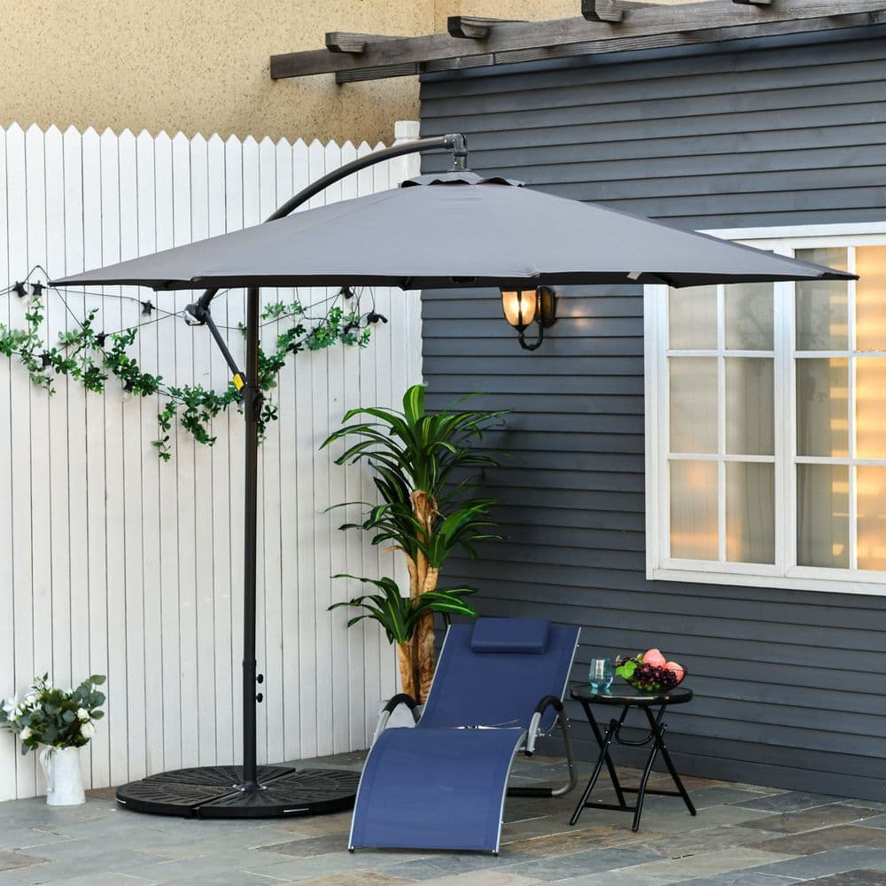 image-3mt Garden Parasol Sun Shade Patio Banana Hanging Rattan Set