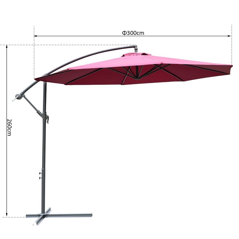 image-3m Banana Hanging Umbrella Garden Parasol-Red