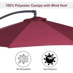 image-3m Banana Hanging Umbrella Garden Parasol-Red
