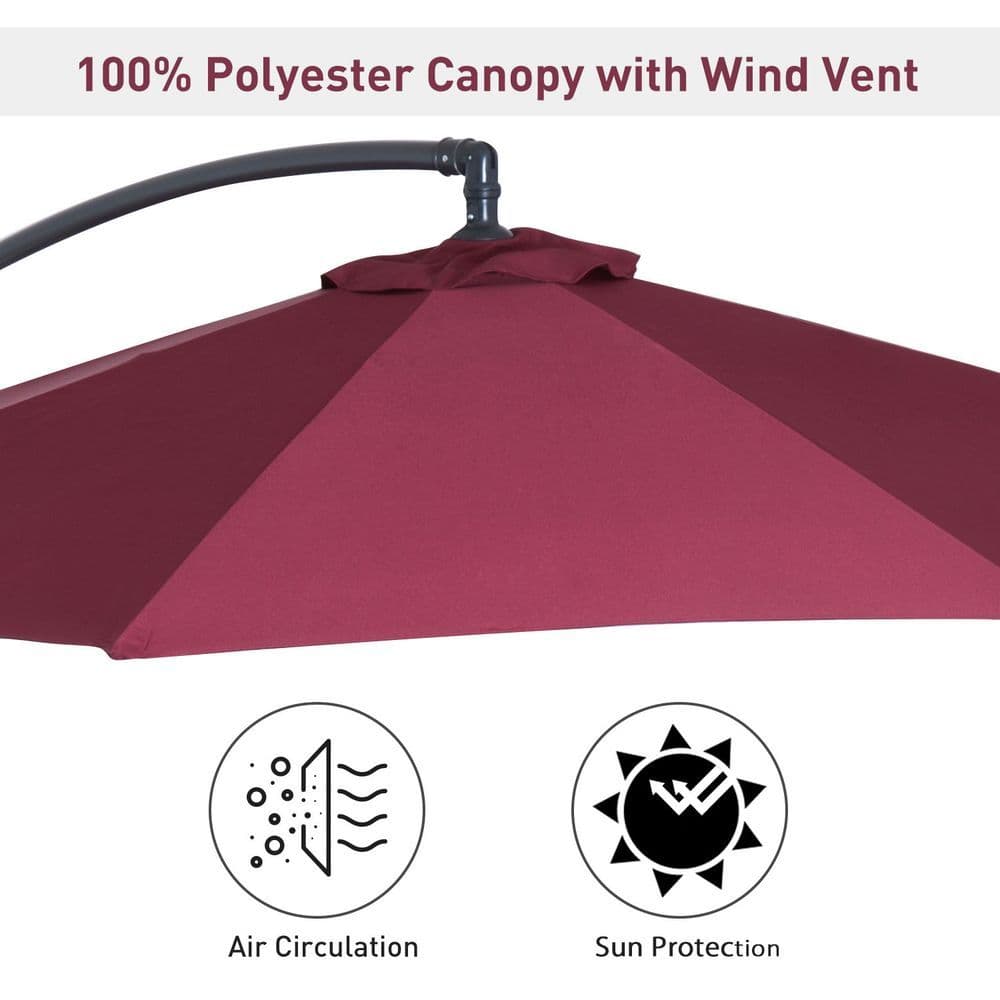 image-3m Banana Hanging Umbrella Garden Parasol-Red