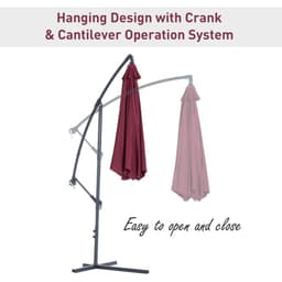 image-3m Banana Hanging Umbrella Garden Parasol-Red