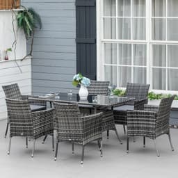 image-7pc Rattan Garden Furniture Dining Set Wicker Patio Conservatory Seater
