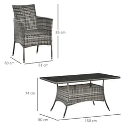 image-7pc Rattan Garden Furniture Dining Set Wicker Patio Conservatory Seater
