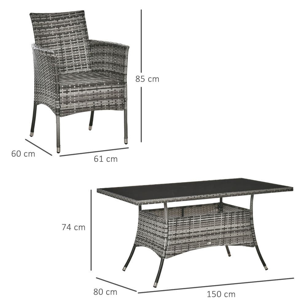image-7pc Rattan Garden Furniture Dining Set Wicker Patio Conservatory Seater