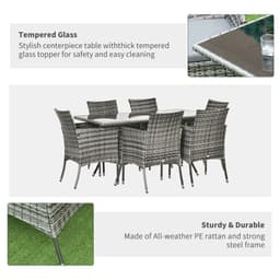 image-7pc Rattan Garden Furniture Dining Set Wicker Patio Conservatory Seater