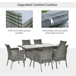 image-7pc Rattan Garden Furniture Dining Set Wicker Patio Conservatory Seater