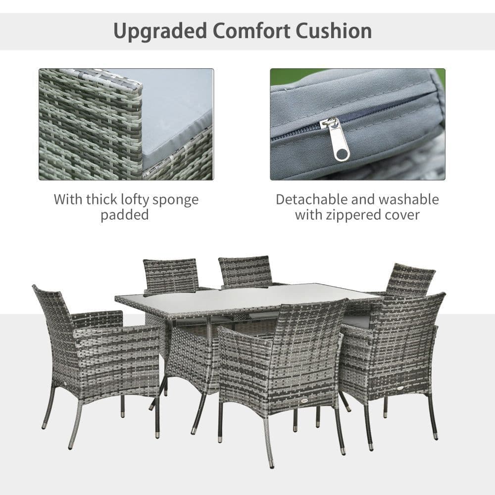 image-7pc Rattan Garden Furniture Dining Set Wicker Patio Conservatory Seater